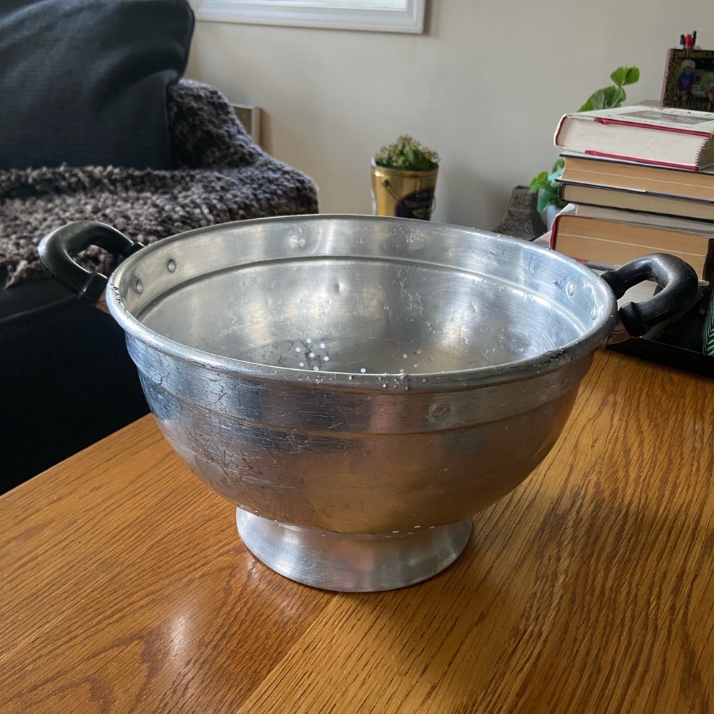 Large Vintage Aluminum Dutch Colander